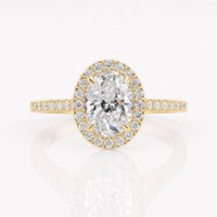 Oval Engagement Ring, E/VS1 Lab Created Diamond Halo Engagement Ring, IGI Certified Lab Diamond Ring