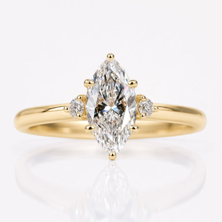 Marquise Cut Lab-Grown Diamond Cathedral Three Stone Ring 1.1 CT