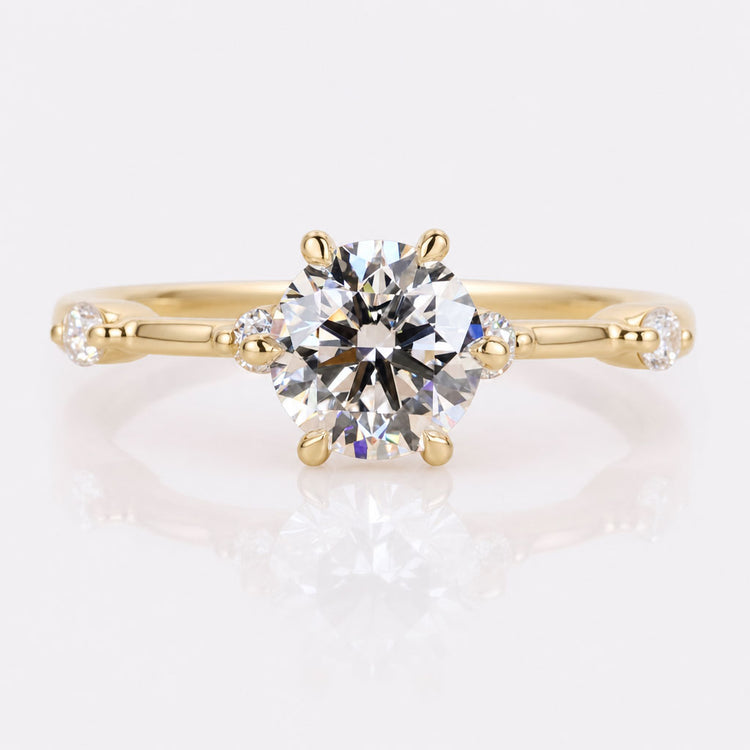 0.80 CT Round Lab-Grown Floating Bubble Pavé Diamond Ring