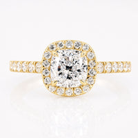 1.40 CT Cushion Cut Lab Grown Diamond Halo Engagement Ring