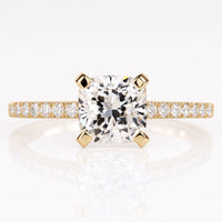 1.20 CT Cushion Cut Engagement Ring, Lab Grown Cushion Diamond Ring, Hidden Halo Ring