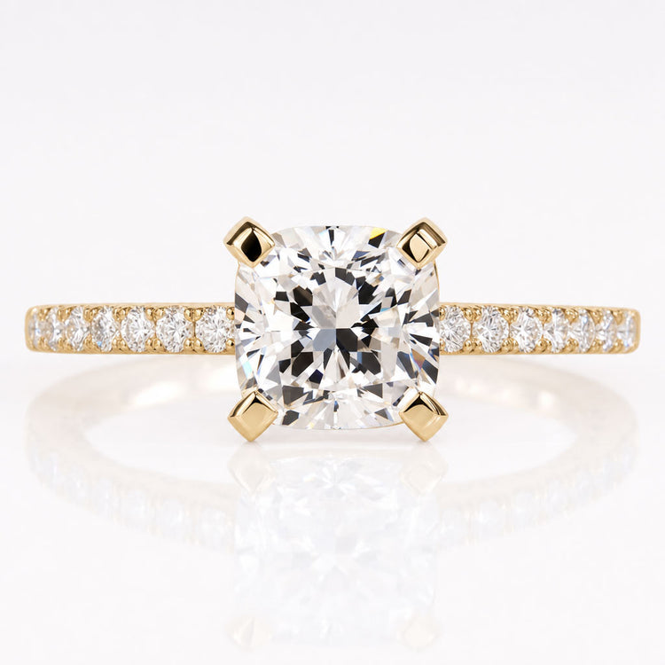 1.20 CT Cushion Cut Engagement Ring, Lab Grown Cushion Diamond Ring, Hidden Halo Ring