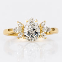 1 CT Pear Shaped Lab Grown Diamond Ring, Antique Muse Engagement Ring