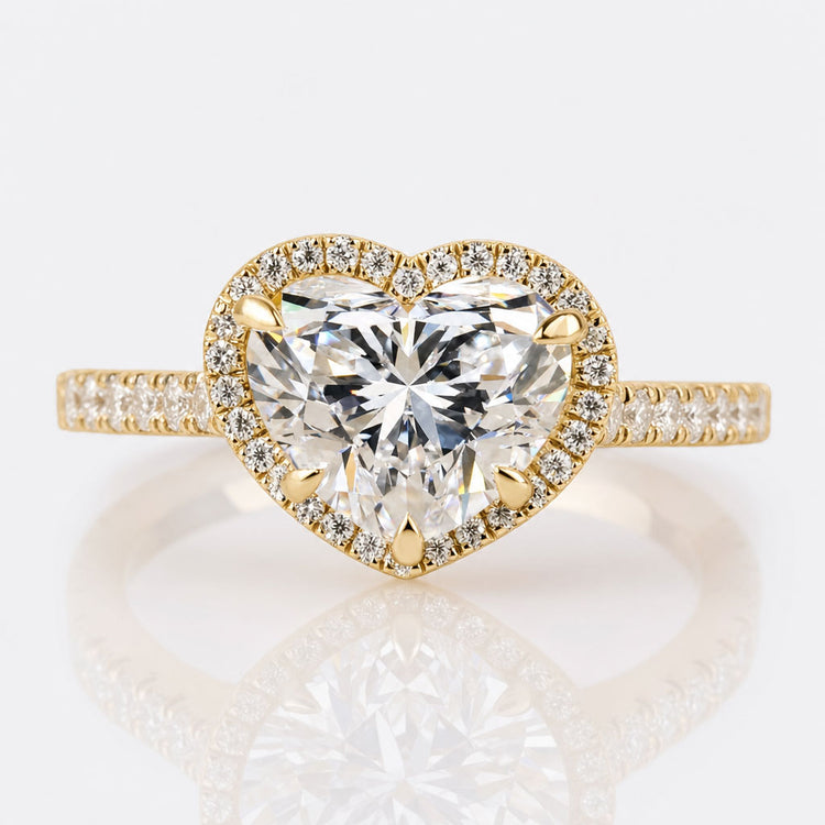Heart Cut Lab-Grown Diamond Pavé Halo Ring 2 CT