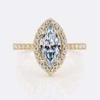 Marquise Cut Fancy Blue Lab-Grown Diamond Pavé Halo Ring 1.51 CT