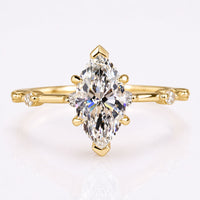 Marquise Cut Lab Grown Diamond Engagement Ring, Distance Pave Band