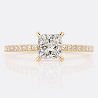 1.50 CT Princess Cut Diamond Ring, Pave Lab Grown Diamond Engagement Rings