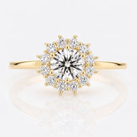 Round Cut Lab-Grown Diamond Cluster Flower Style Halo Ring 0.7 TCW