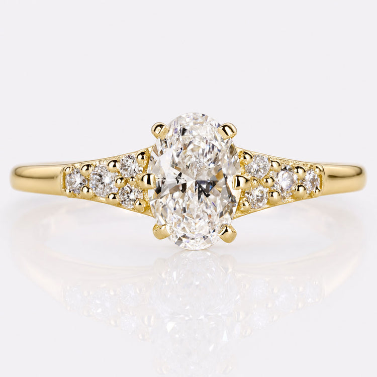 Oval Cut Lab-Grown Diamond Pavé Muse Setting Ring 0.5 CT