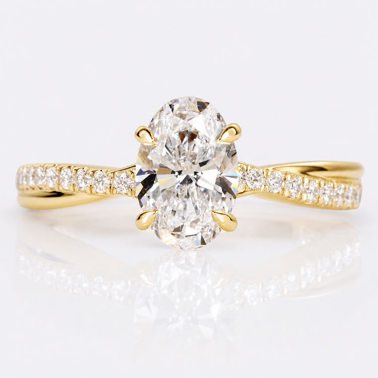 Oval Cut Lab-Grown Diamond Twisted Pavé Band Ring 1 CT