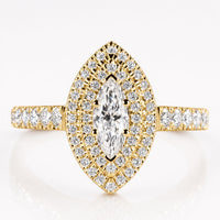 Marquise Cut Lab-Grown Diamond Double Halo Pavé Ring 1.2 TCW