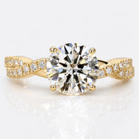 Round Brilliant Cut Lab-Grown Diamond Twisted Pavé Shank Ring 1.5 CT