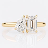 Emerald and Pear Cut Lab-Grown Diamond Toi Et Moi Ring 1.5 TW