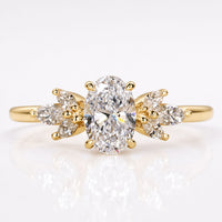 Oval Cut Muse Setting Lab-Grown Diamond Side Stone Ring 0.7 - 2 CT