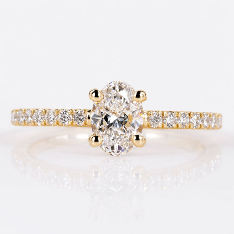 Oval Cut Lab-Grown Diamond Pavé Ring 0.5 CT