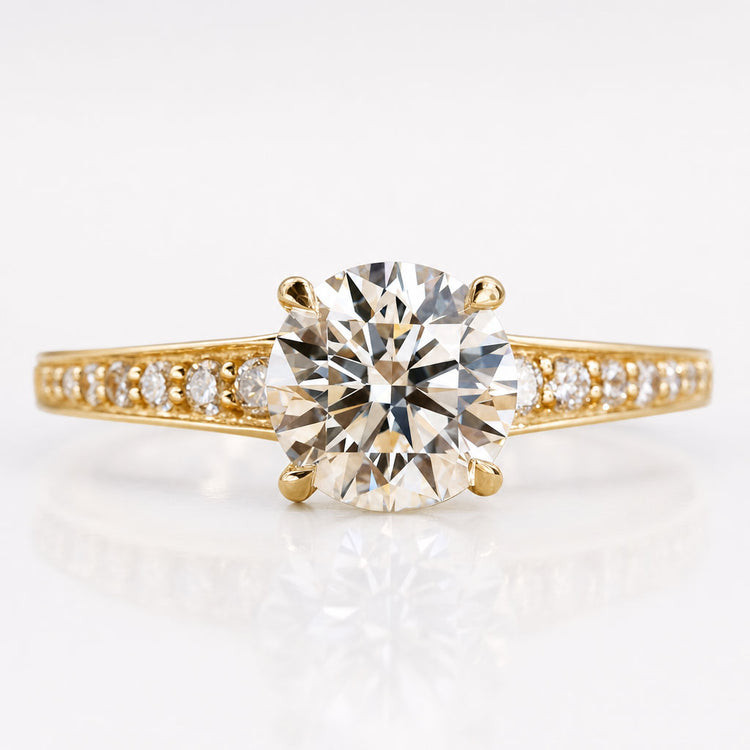 Round Lab-Grown Diamond Tapered Band Pavé Ring 0.5 - 2 CT