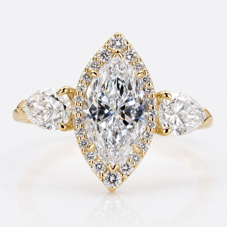 Marquise and Pear Cut Lab-Grown Diamond Three Stone Ring 1 - 3 CT