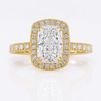 Elongated Cushion Cut Lab-Grown Diamond Double Sided Halo Pavé 1 - 2 CT Ring