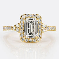 Emerald Cut Lab-Grown Diamond Halo PavΓ© Ring 1 - 2 CT