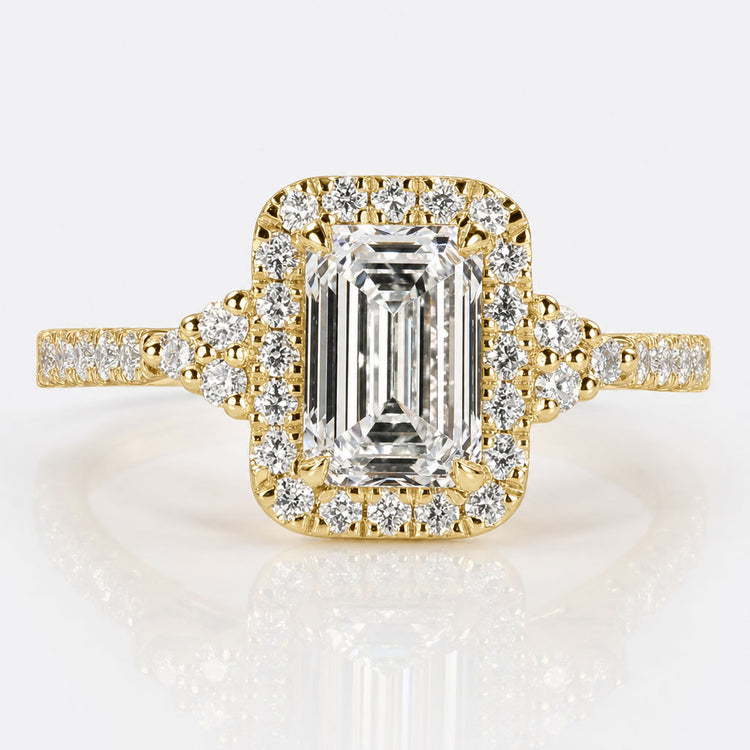 Emerald Cut Lab-Grown Diamond Halo Pavé Ring 1 - 2 CT