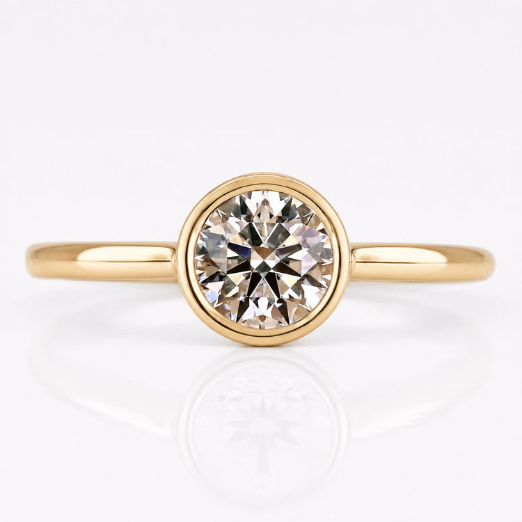 Round Cut Lab-Grown Diamond Solitaire Bezel Set Ring 0.2 - 2 CT