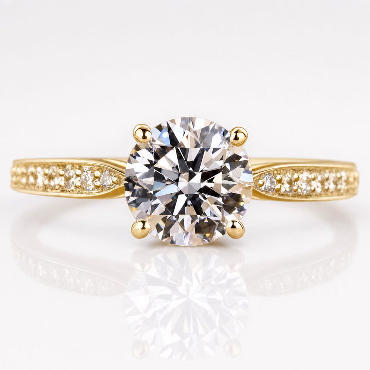 Round Lab-Grown Diamond Pavé Ring 1 - 2 CT