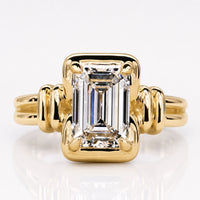 Emerald Cut Lab-Grown Diamond Solitaire Double Row Shank 1.5 - 2 CT Ring