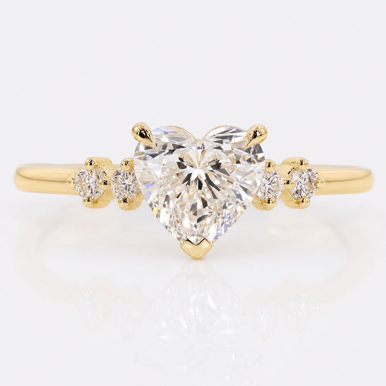 Heart Cut Lab-Grown Diamond Side Stones Ring 1 - 2 CT