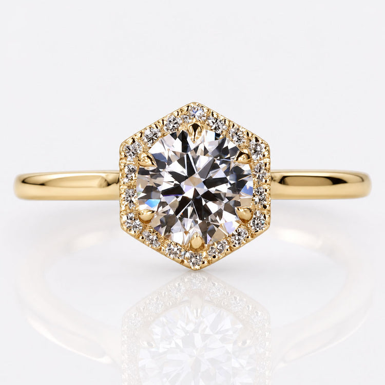 Round Brilliant Lab-Grown Diamond Halo Pavé Cathedral Setting Ring 0.5 - 2 CT