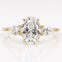 Oval Lab-Grown Diamond Pear Three Stone Ring 1 - 2 CT