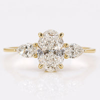 Oval Lab-Grown Diamond Pear Three Stone Ring 1 - 2 CT