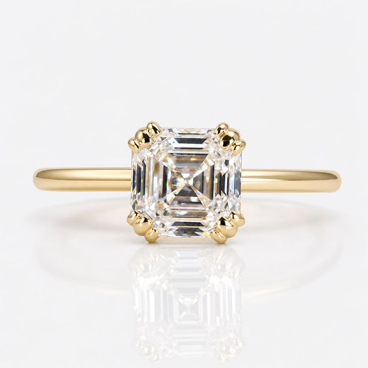 Asscher Cut Lab-Grown Diamond Solitaire Fishtail Prongs Ring 1 - 2 CT