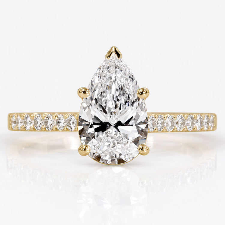 Pear Cut Lab-Grown Diamond Pavé Ring 0.5 - 2 CT