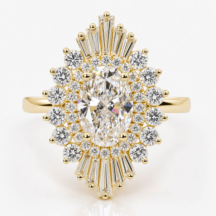 Oval Lab-Grown Diamond Snowflake Ring 1.5 CT