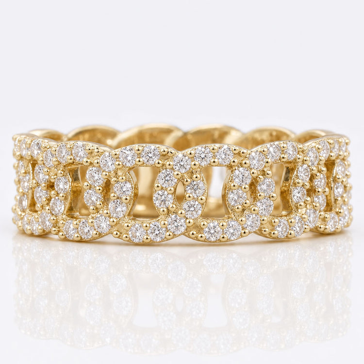 Round Lab-Grown Diamond Miami Cuban Link Ring 1 TCW