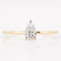 Pear Cut Lab-Grown Diamond Minimalist Solitaire Ring 0.2 - 2 CT
