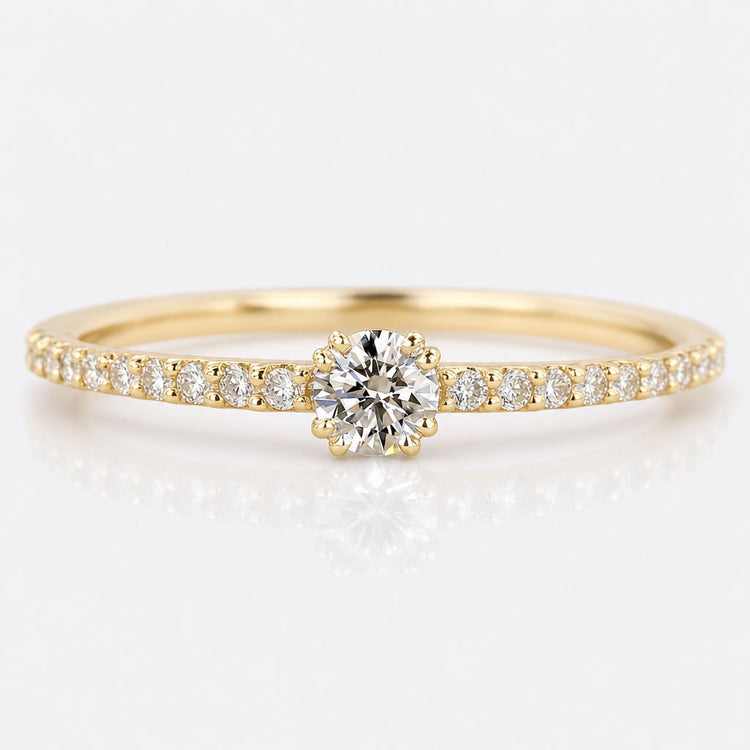 Round Brilliant Cut Lab-Grown Diamond Minimalist Pavé Ring 0.1 - 1 CT