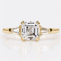 Asscher Cut Lab-Grown Diamond Tapered Baguette Side Stones Ring 1 - 3 CT