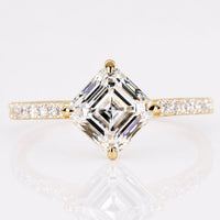 Asscher Cut Lab-Grown Diamond Pavé Ring 1 - 2 CT