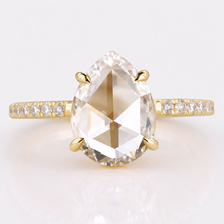 Pear Rose Cut Lab-Grown Diamond Pavé Ring 1.2 CT