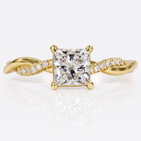 Princess Cut Lab-Grown Diamond Twisted Shank Ring 1 - 3 CT