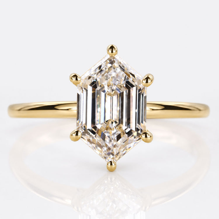 Hexagon Step Cut Lab-Grown Diamond Solitaire 2 CT Ring