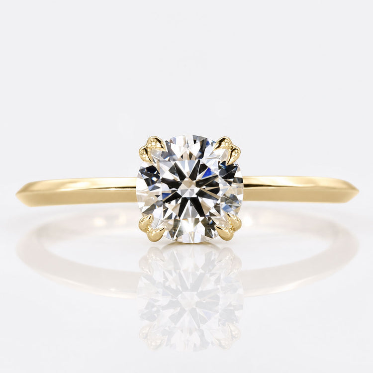 Round Lab-Grown Diamond Double Claw Prongs Solitaire Ring 0.25 - 2 CT