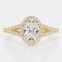 Oval Cut Lab-Grown Diamond Halo Pavé Ring 0.8 CT