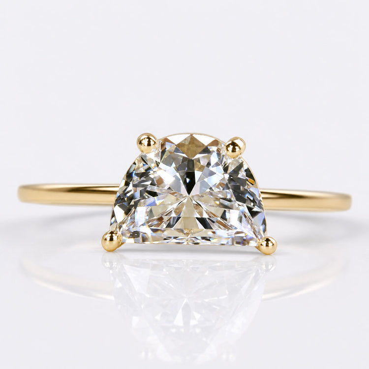Half Moon Cut Lab-Grown Diamond Solitaire Ring 1 CT
