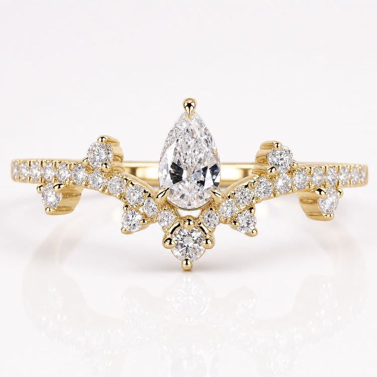 Pear Cut Lab-Grown Diamond Chevron Style Ring 0.1 CT