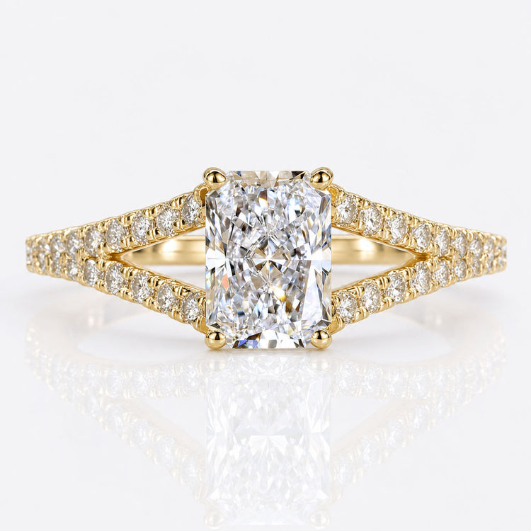 Radiant Cut Lab-Grown Diamond Split Shank Pavé Ring 1 - 2 CT