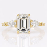 Emerald and Pear Cut Lab-Grown Diamond Ring 1 - 3 CT