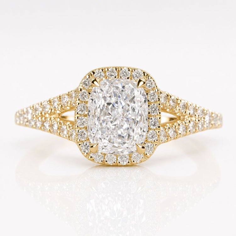 Elongated Cushion Cut Lab-Grown Diamond Halo Pavé 1 - 2 CT Ring
