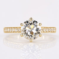 Round Old European Cut Lab-Grown Diamond Hidden Halo Pavé 1 - 3 CT Ring